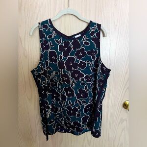 CAbi Warhol Tank with Purple Florals on a Teal Background XL